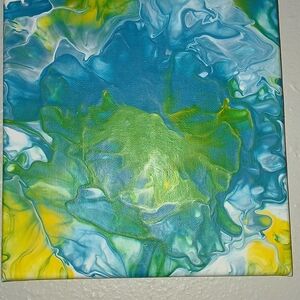 Abstract Blue and Green Canvas Art